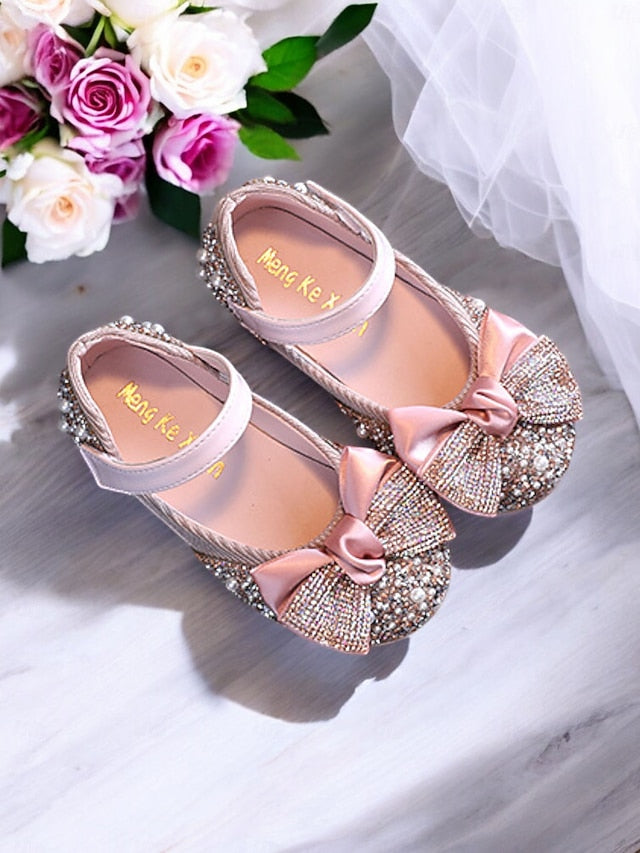 Girls' Jane Sparkly Rhinestone Bow Shoes Glitter Mary –