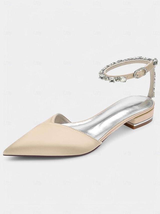 Crystal-Ankle Strap Satin – Chic Black Wedding with Shoes