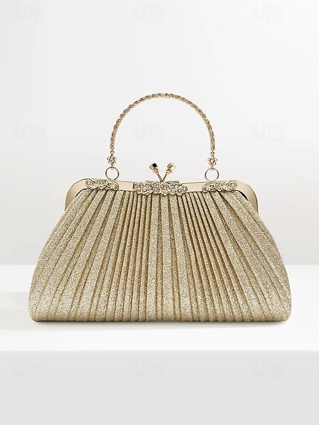 Clutch Purse Evening Glitter Vintage with Women's Pleated