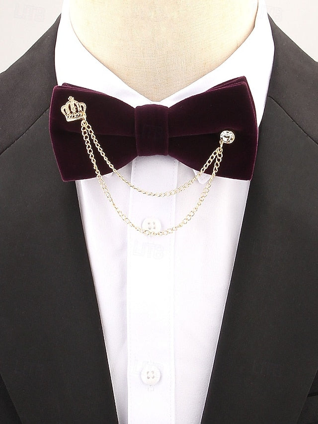 Tie – Chain Velvet Crown Detail and with Men's Bow