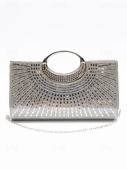 with Glamorous Round Clutch Crystal Handle – Evening Gold