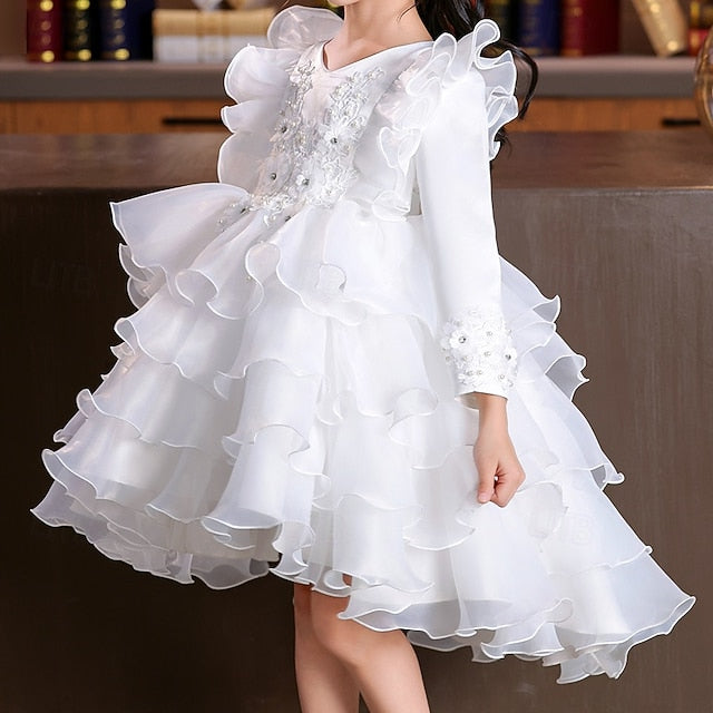 Special Dress Party Kids Wedding Flower Sleeve Girls' Long