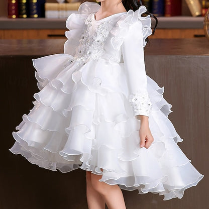 Special Dress Party Kids Wedding Flower Sleeve Girls' Long