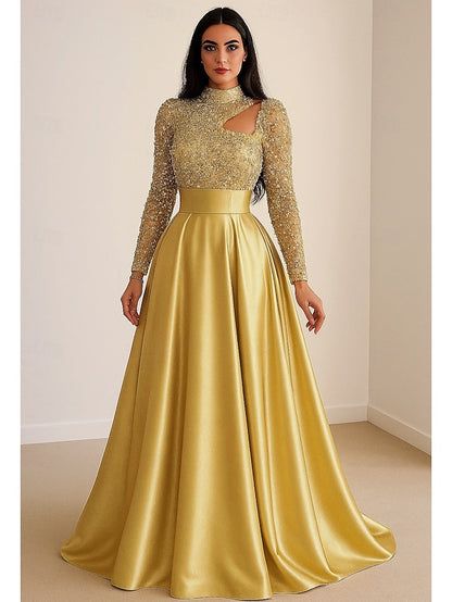 Carnival Formal Dress Sequined Elegant A-Line Black Gown Evening