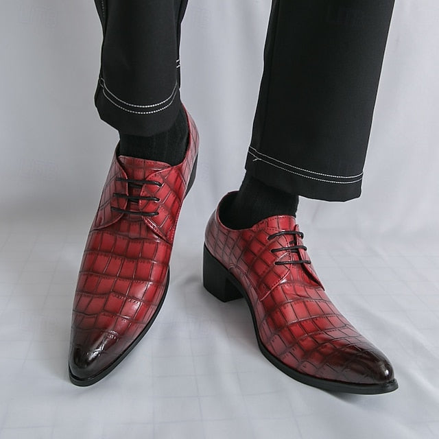 Dress – Red Men's Pattern Shoes Faux Crocodile Leather