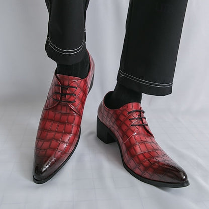 Dress – Red Men's Pattern Shoes Faux Crocodile Leather