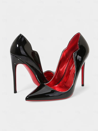 Black Soles with Leather High Patent Toe Pointed – Red Heels