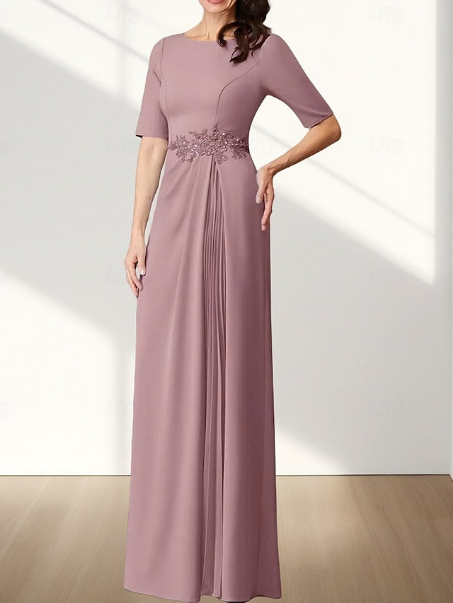 Neck Wedding Dress Bride Crew Guest Elegant Mother A-Line of the