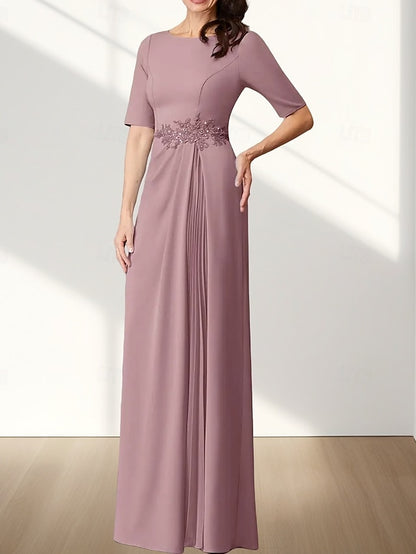 Neck Wedding Dress Bride Crew Guest Elegant Mother A-Line of the