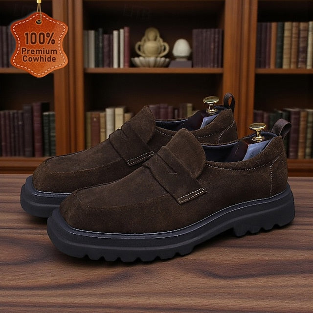 -Classic Leather Suede Cowhide Loafers Men's Business