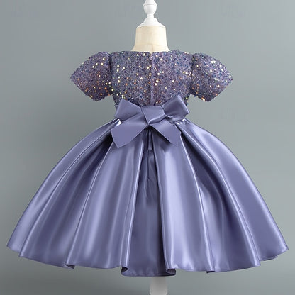 Sleeve Toddler Wedding Girls' Sequin Dress Party Short