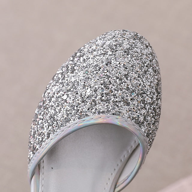Rubber Little PU Glitters Girls' Heels Shoes Party Princess