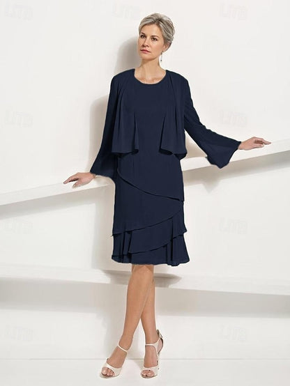 Mother Dress Elegant Piece the A-Line Two Bride of Jacket