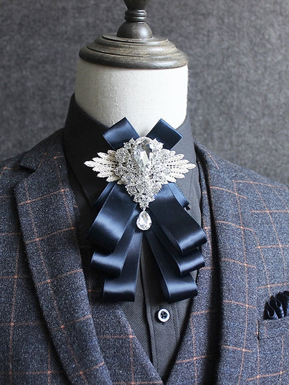 Crystal Men's Tie Brooch Ribbon Pin Bow Elegant - Luxury
