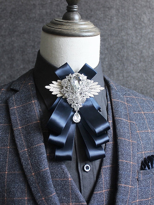 Crystal Men's Tie Brooch Ribbon Pin Bow Elegant - Luxury
