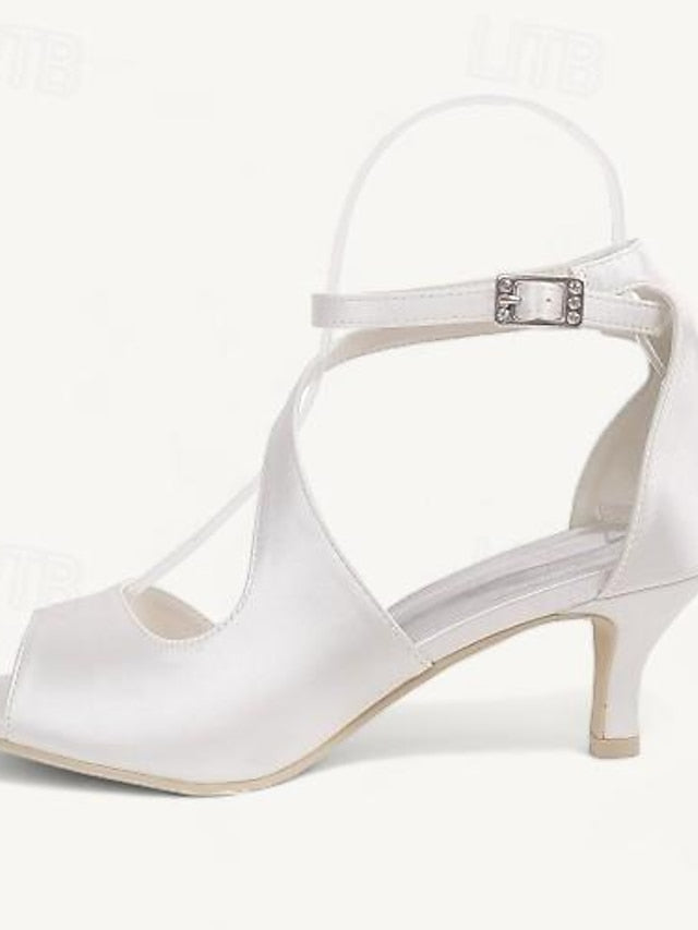 Shoes Kitten Women's Open Bridal Buckle Heel Wedding