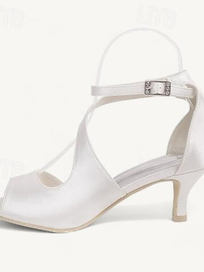 Shoes Kitten Women's Open Bridal Buckle Heel Wedding