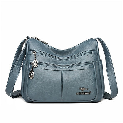 Bag Faux Crossbody Leather - Women's Shoulder Multi-Pocket