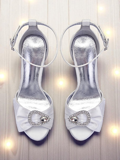 Rhinestone Women's Purple High with Satin Heel Sandals