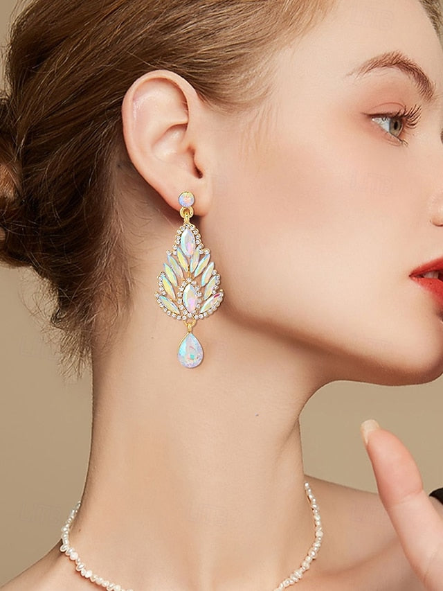 – Crystal Drop Emerald Green Earrings Women's