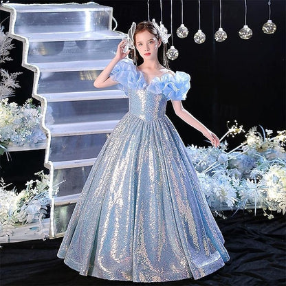 Sleeveless Performance Party Solid Color Dress Kids Girls'