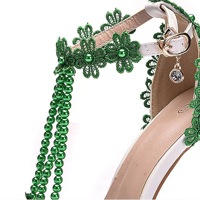 Wedding Shoes Heel Pointed High Women's Lace Bridal