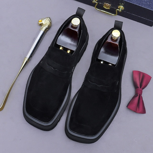 -Classic Leather Suede Cowhide Loafers Men's Business