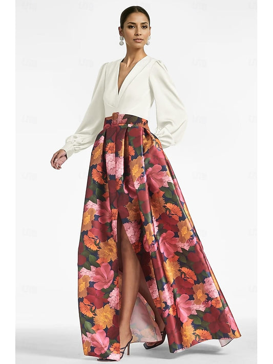 A-Line High Floor Gown Formal Split Evening Dress Wedding Guest