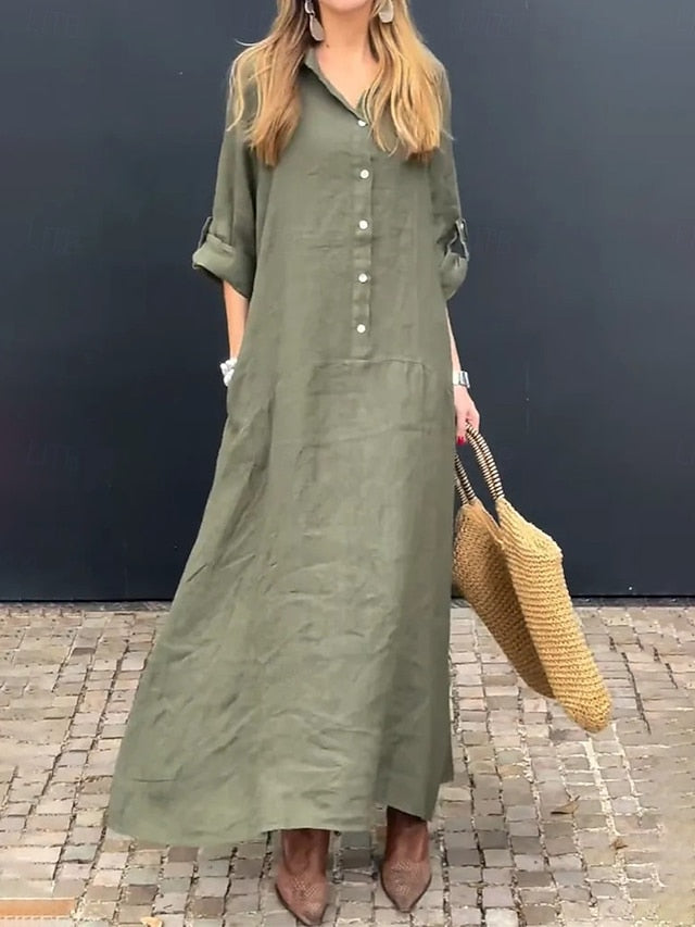 Women's Maxi Dress Shirt Dress Casual Dress Basic Casual