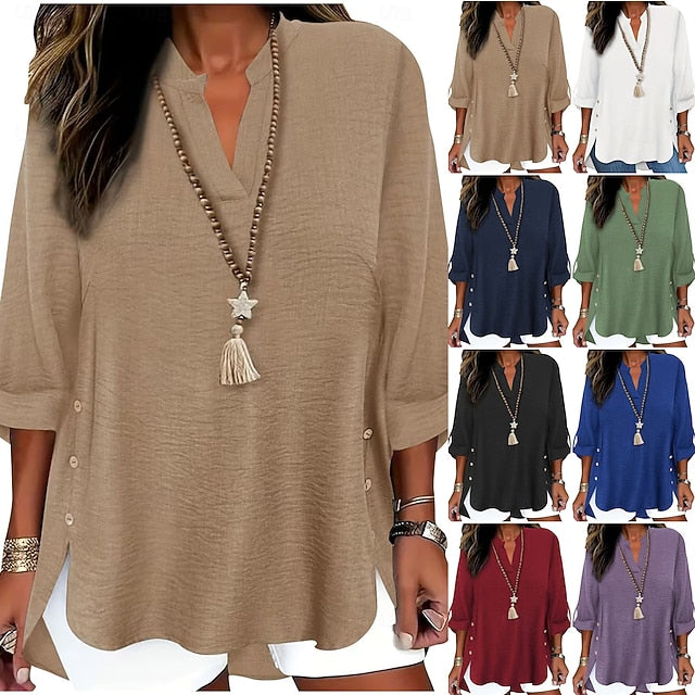 Women's Boho Shirt Tunic Solid Color Elegant Daily Stylish