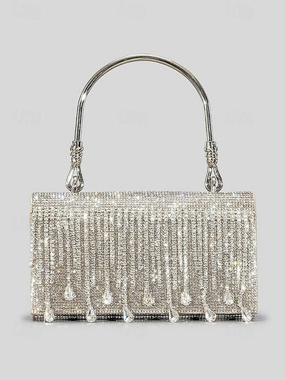 Evening Elegant with Women's Silver Chain Crystal Handbag