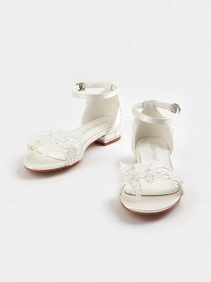 Flat Elegant Sandals Lace Women's – Wedding Bridal White