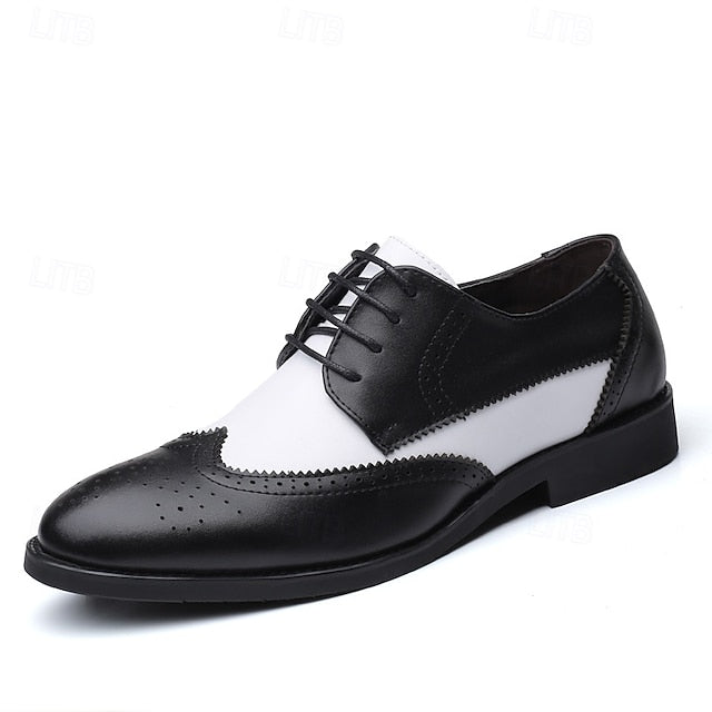 Dress Oxford Shoes with Black and White Men's Brogue