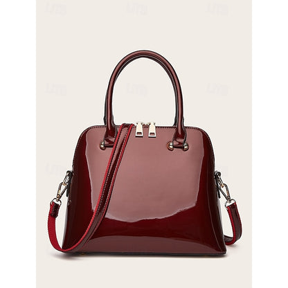 - Patent Green Women's Elegant Bag Shiny Leather Tote