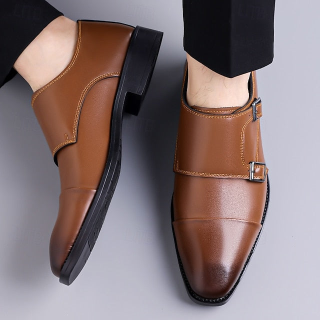 – Shoes Elegant Men's Monk Strap Dress Leather Double