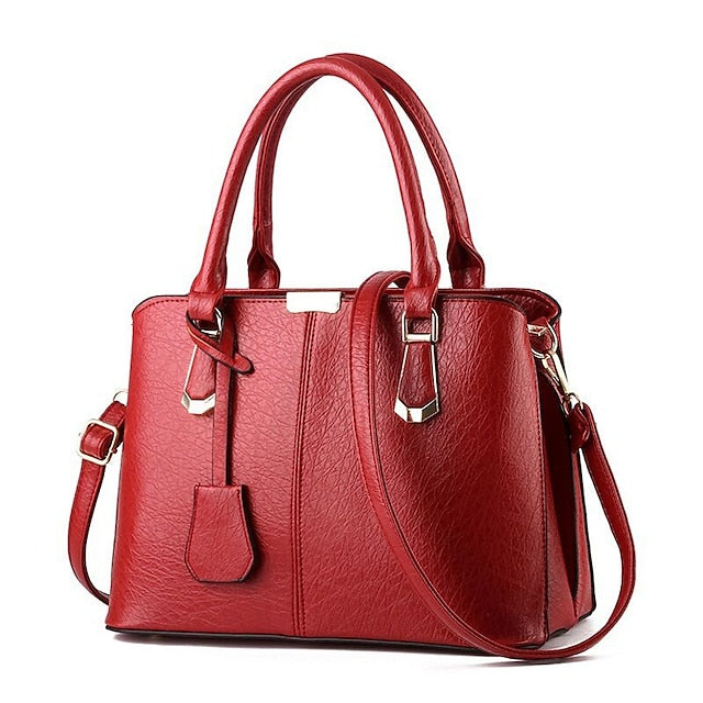 Elegant Faux Leather Structured Handbag – Green Women's