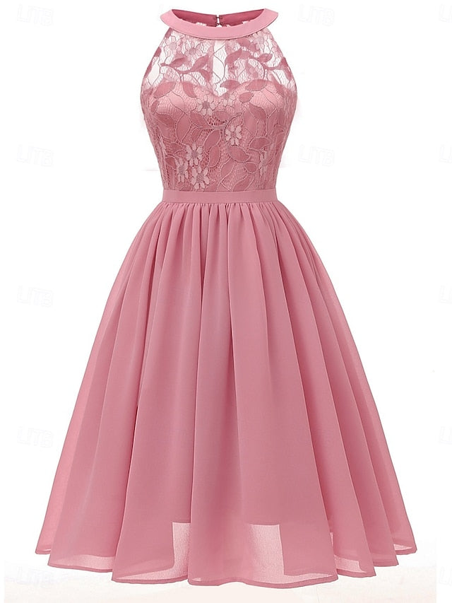 Women's Midi Dress Lace Dress Cocktail Dress Wedding Guest