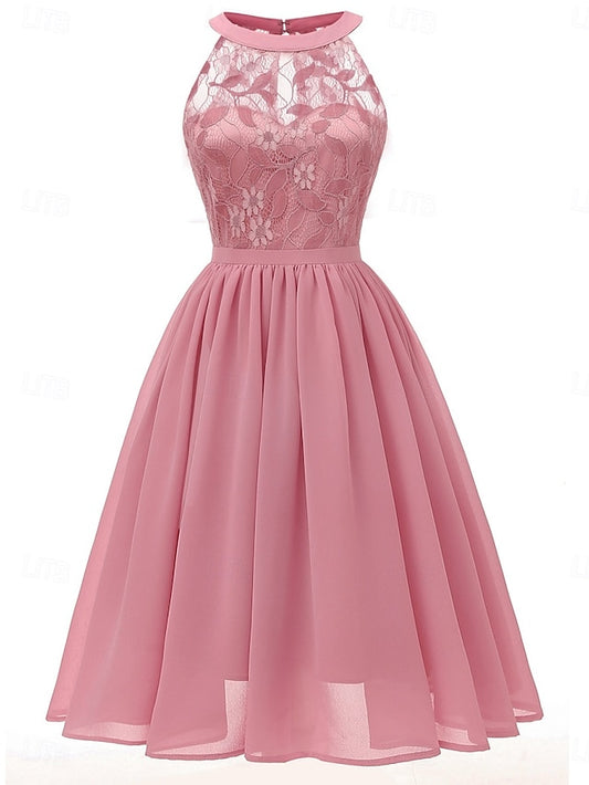 Women's Midi Dress Lace Dress Cocktail Dress Wedding Guest