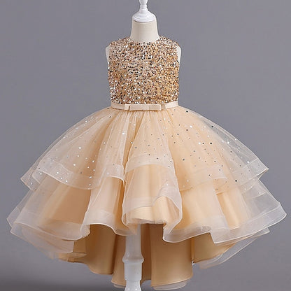 Kids Solid Party Girls' Color Sleeveless Dress