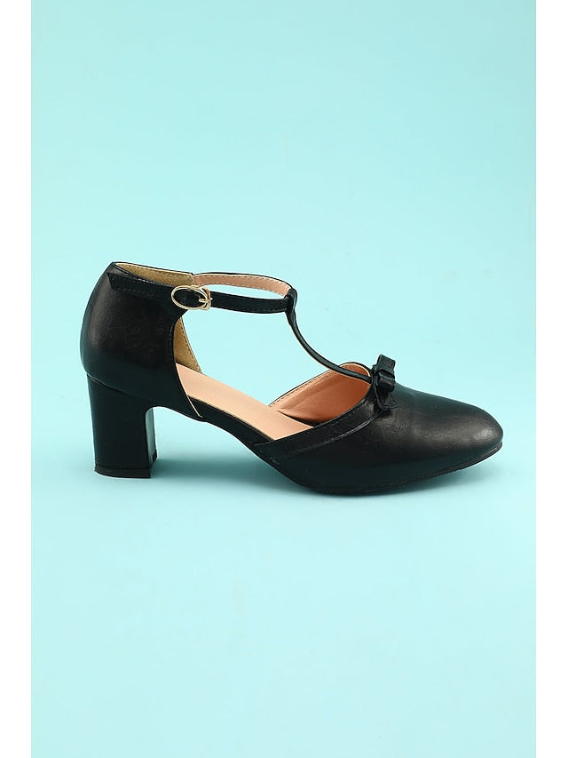 heels Chunky Vintage Retro Heels Roaring T-strap 1950s Shoes 20s