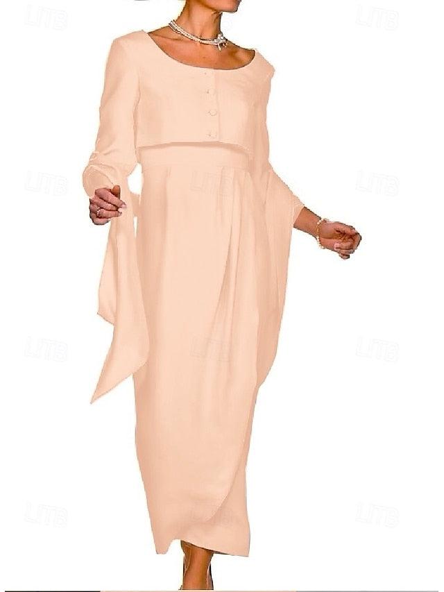 Elegant Guest Sheath Bride Mother Dress Wedding the Two Piece of