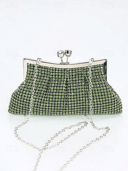 Rhinestone Purse Green – Vintage Sage Clutch Women's