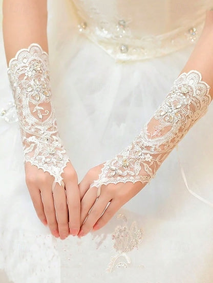 Elegant with Accessories Wedding – Bridal Pearls Lace Gloves