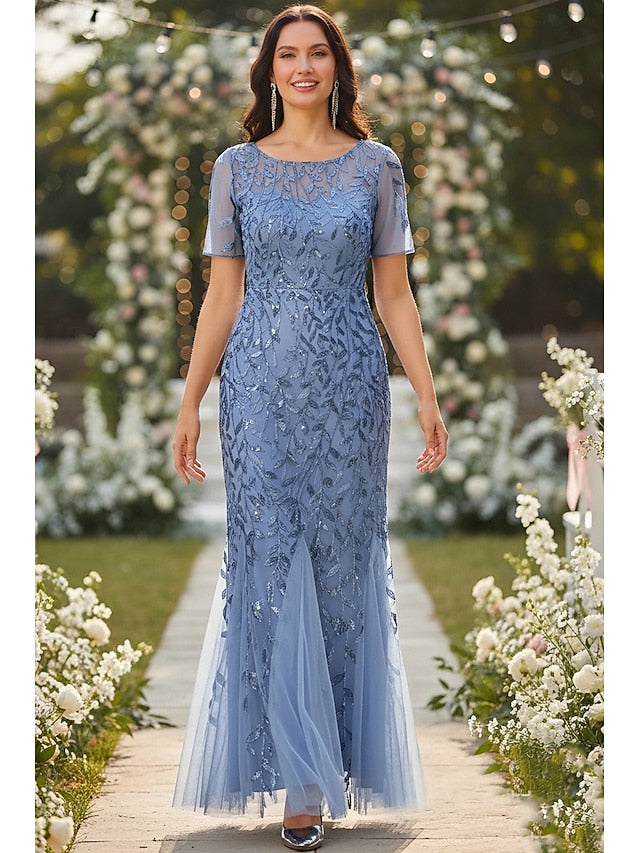 Mermaid Trumpet Floor Length Beaded Eembroidered Wedding Guest