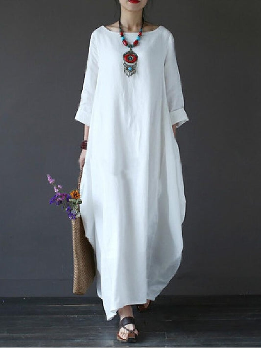 Women's Black White Red Summer Spring Fall Maxi long Dress