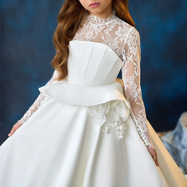Solid Dress Party Communion Girls' Color Kids First