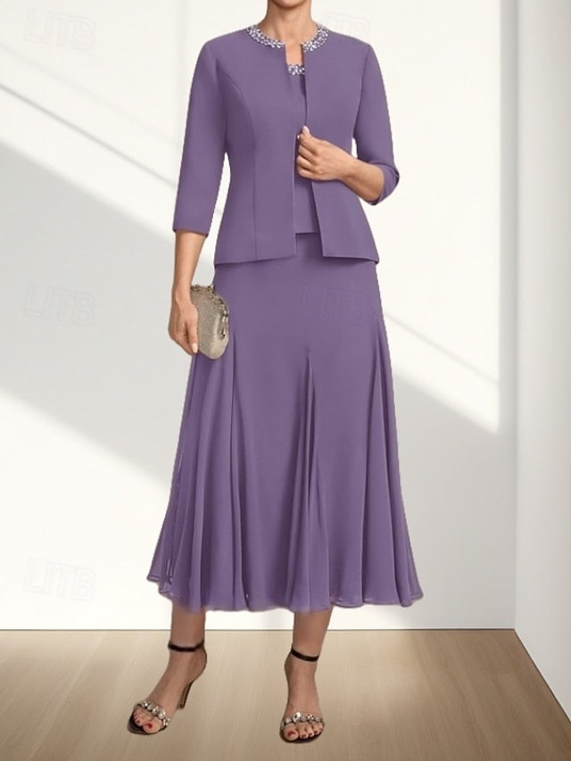 Bride Dress Mother Piece A-Line the Guest Wedding Elegant Two of