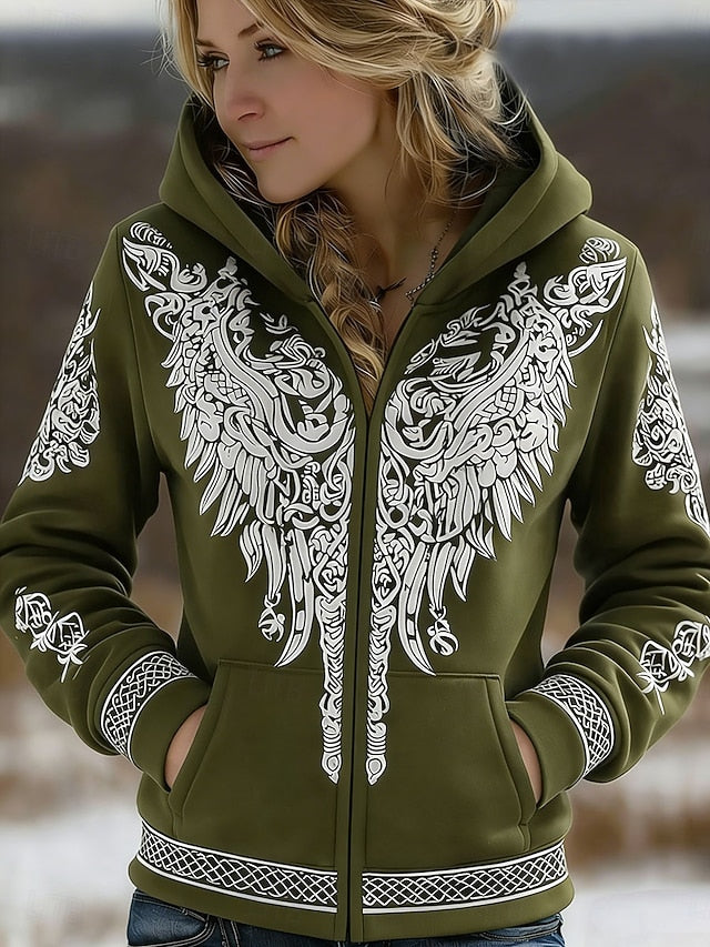 Women's Zip Up Hoodies Graphic Geometric Fashion Western