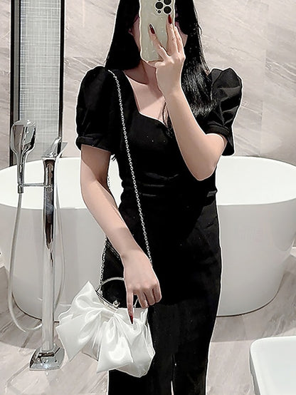 Elegant Women's Bow Clutch – Satin Pearl Bag Evening