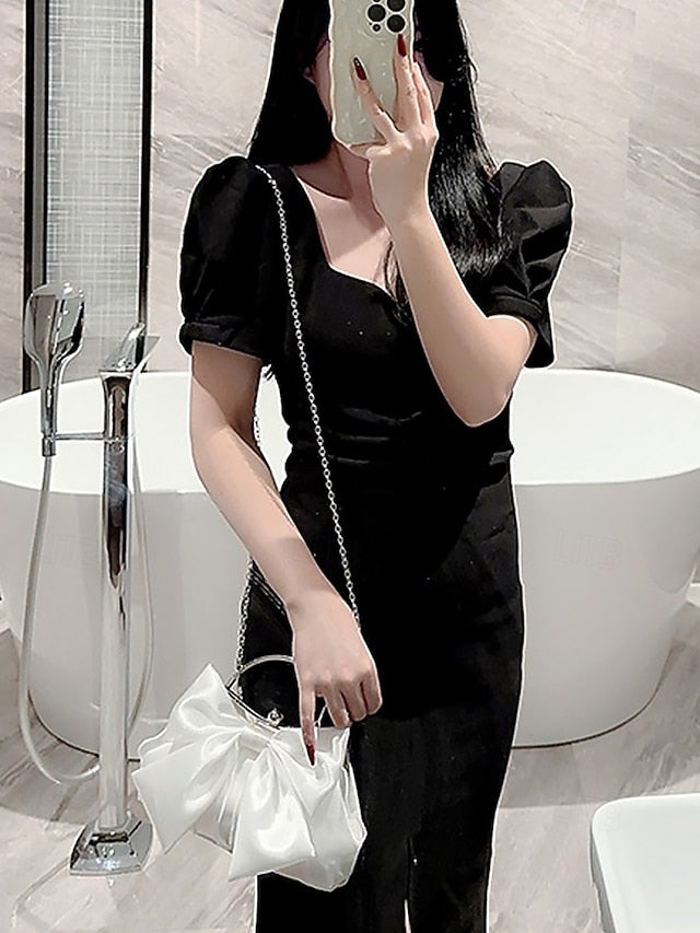 Satin Women's Clutch Evening – Bag Bow Pearl Elegant